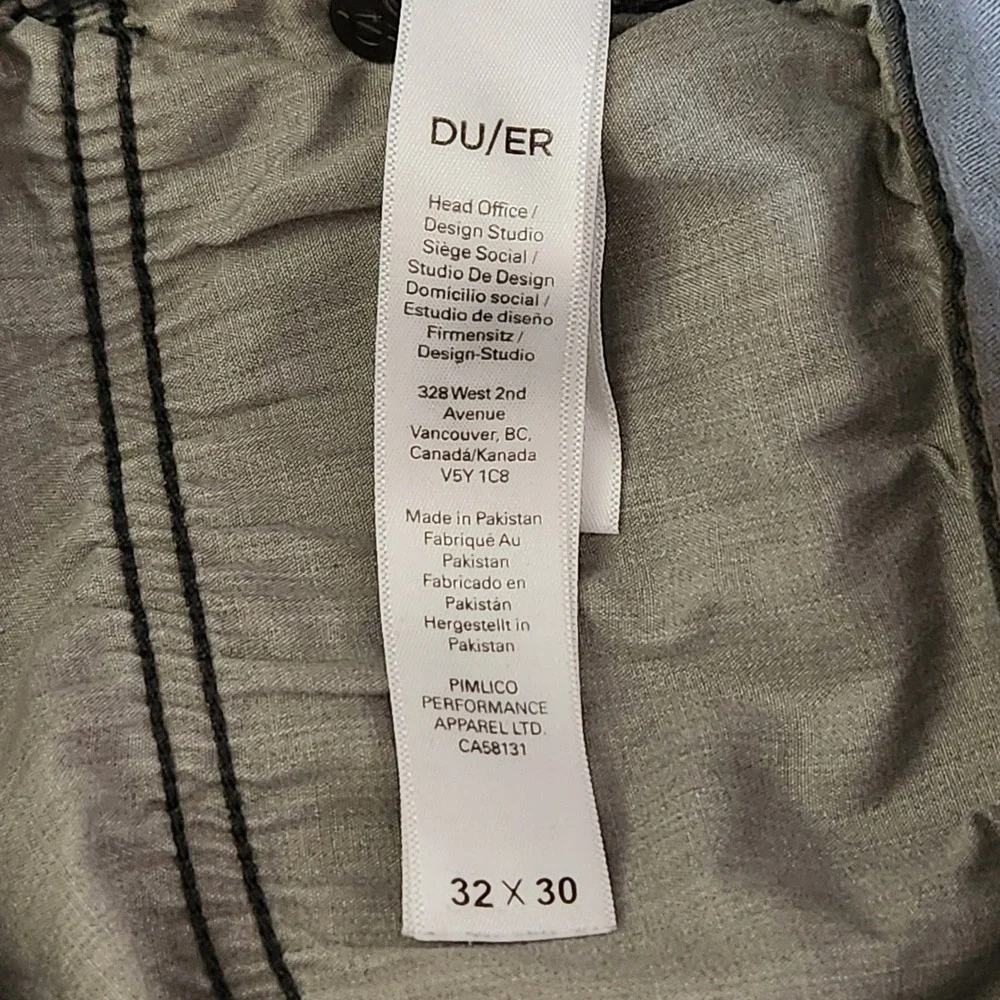 DU/ER Mens N2X Relaxed Taper Pants Mens 32x30 Gray Cotton Blend Stretch Chino